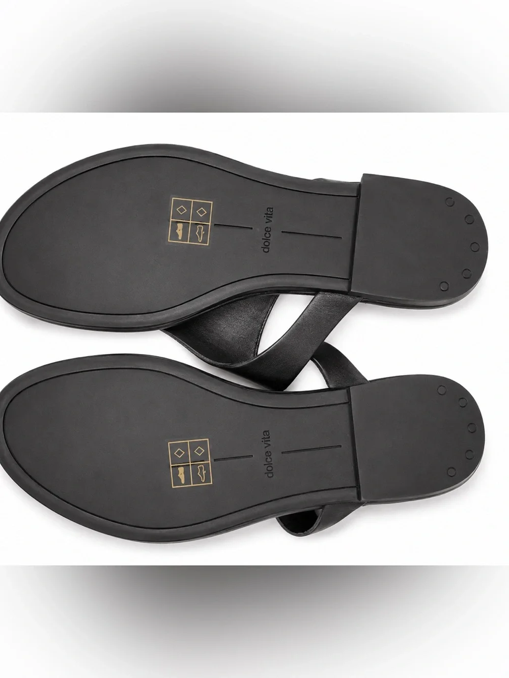 Dolce Vita Black Leather Thong Sandals NWT Size 5 - Picture 2 of 2